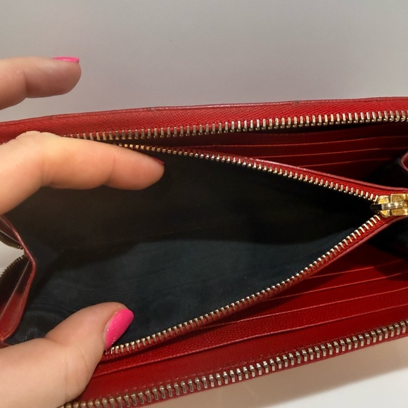 Yves Saint Laurent Red Caviar Leather Wallet - Picture 9 of 12